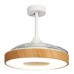Stropní svítidlo COIN LED Mantra, ventilátor-výsuvné lopatky, bílé/dřevo