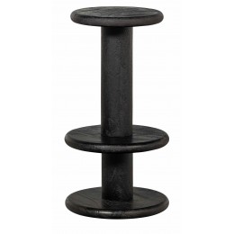 Barová stolička KOLBY WOOOD, Ø 40 cm, mangové dřevo, černá