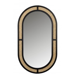 Zrcadlo závěsné AIDA WLL, ovál, kov a ratan