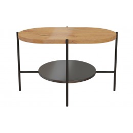 Konferenční stolek ARENA 80 cm černý podstavec + dubová a černá deska 