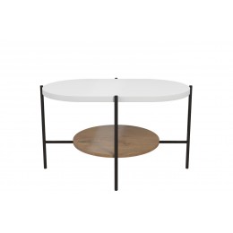 Konferenční stolek SKANDICA ARENA 80 cm černý podstavec + bílá a dubová deska 