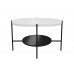 Konferenční stolek SKANDICA ARENA 80 cm černý podstavec + bílá a dubová deska 