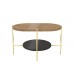 Konferenční stolek SKANDICA ARENA 80 cm zlatý podstavec + bílá a dubová deska 