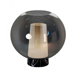 Stolní kulatá lampa NORA Mantra, výška 26 cm, mramor a sklo, černá