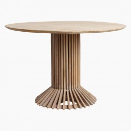 Jídelní stůl kulatý EIFFEL RAW, Ø120 cm, přírodní teakové dřevo