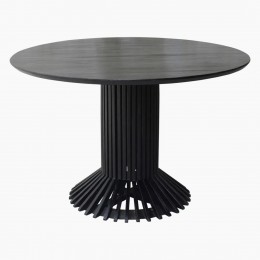 Jídelní stůl kulatý EIFFEL RAW, Ø120 cm, černé teakové dřevo