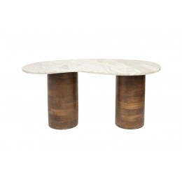 Konferenční stolek PELI WLL, 86x48 cm, mangové dřevo a mramor, hnědý