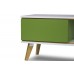 Komoda TV SKANDICA JORGEN 50x160 cm, zelená s bílými deskami, dřevěné nohy
