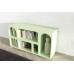 Dřevěná komoda - knihovna s oblouky VISBY OLIMPIA LONG, šíře 140 cm, pudrově zelená