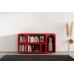 Dřevěná komoda - knihovna s oblouky VISBY OLIMPIA LONG, šíře 140 cm, červená