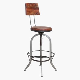 Barová židle MACHINIST RAW, dřevo akátové /kov, hnědá