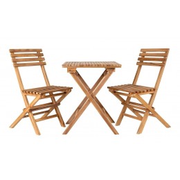 Zahradní kávový set CUENCA - teakový stolek a dvě židle